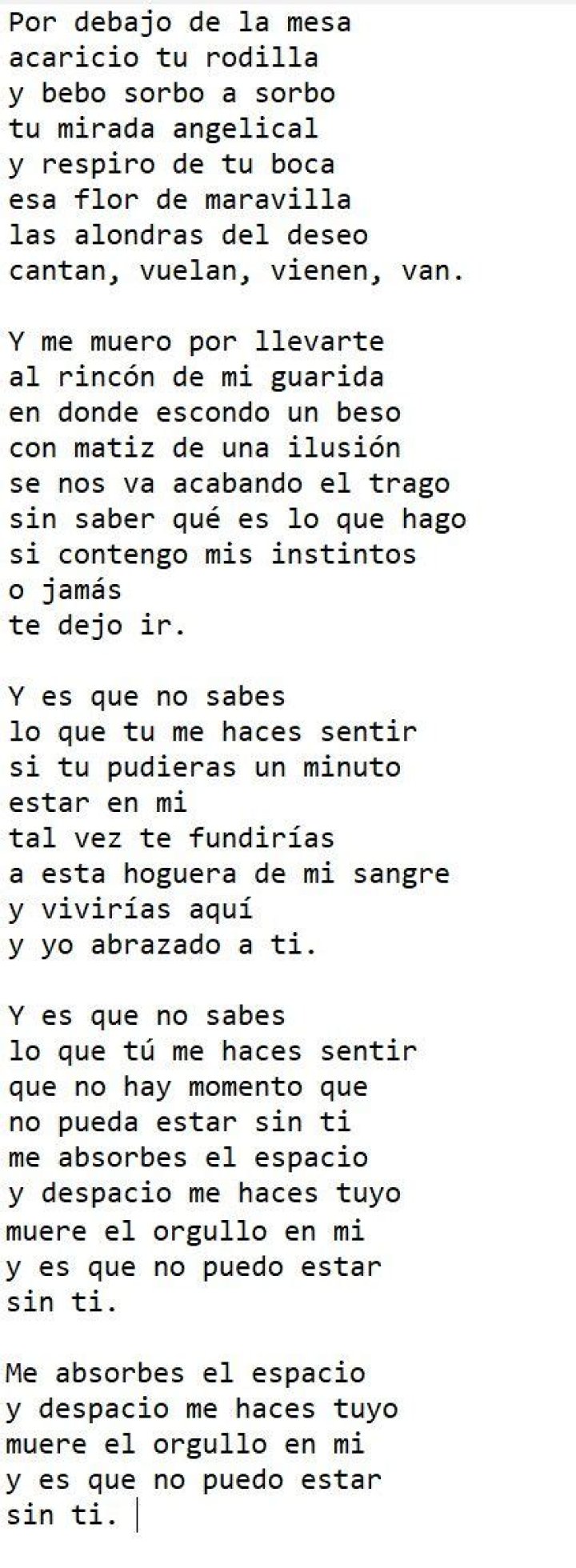 Armando Manzanero Por Debajo de la Mesa Lyrics English Translation