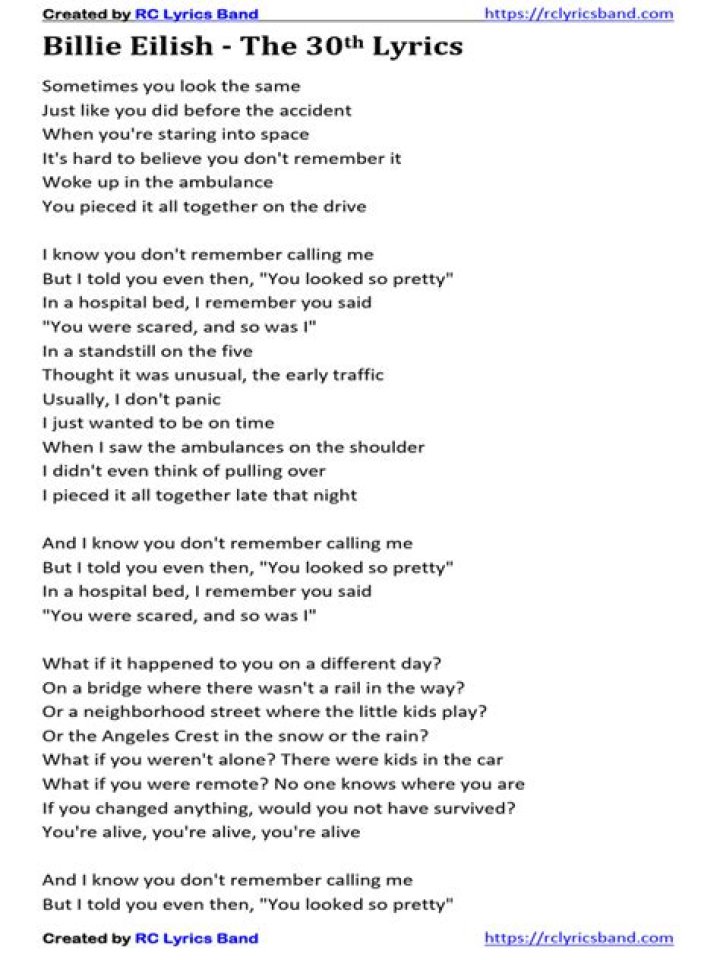 Billie Eilish - The 30th Lyrics Meaning