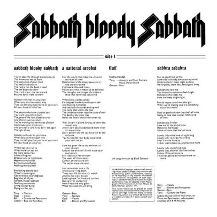 Black Sabbath - Sabbath Bloody Sabbath Lyrics Meaning