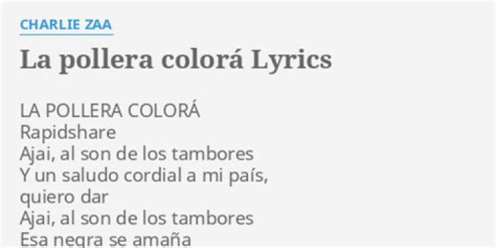 Charlie Zaa La Pollera Colorá Lyrics English Translation