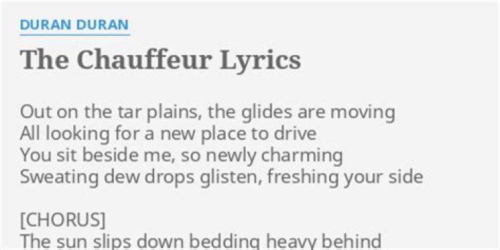 Duran Duran - The Chauffeur Lyrics Meaning