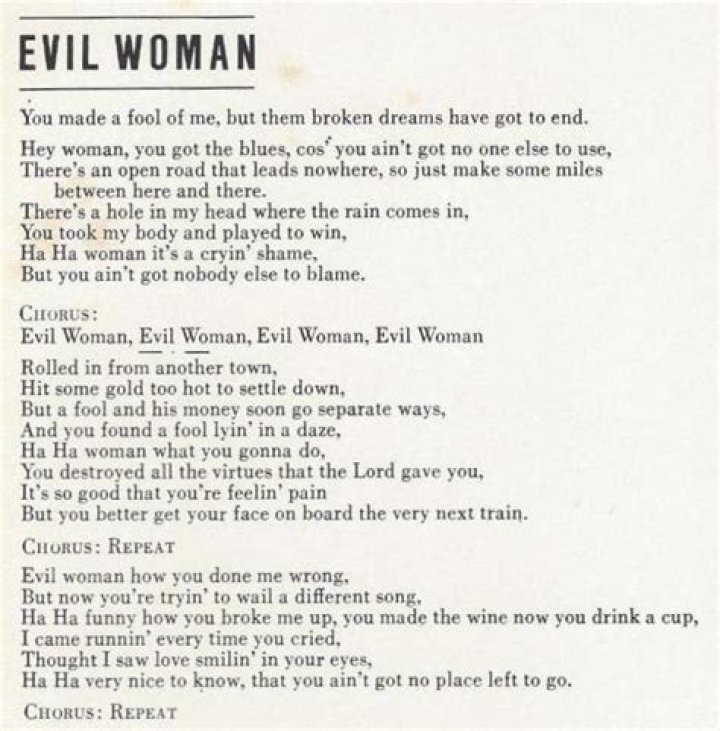 Electric Light Orchestra - Evil Woman Lyrics Meaning