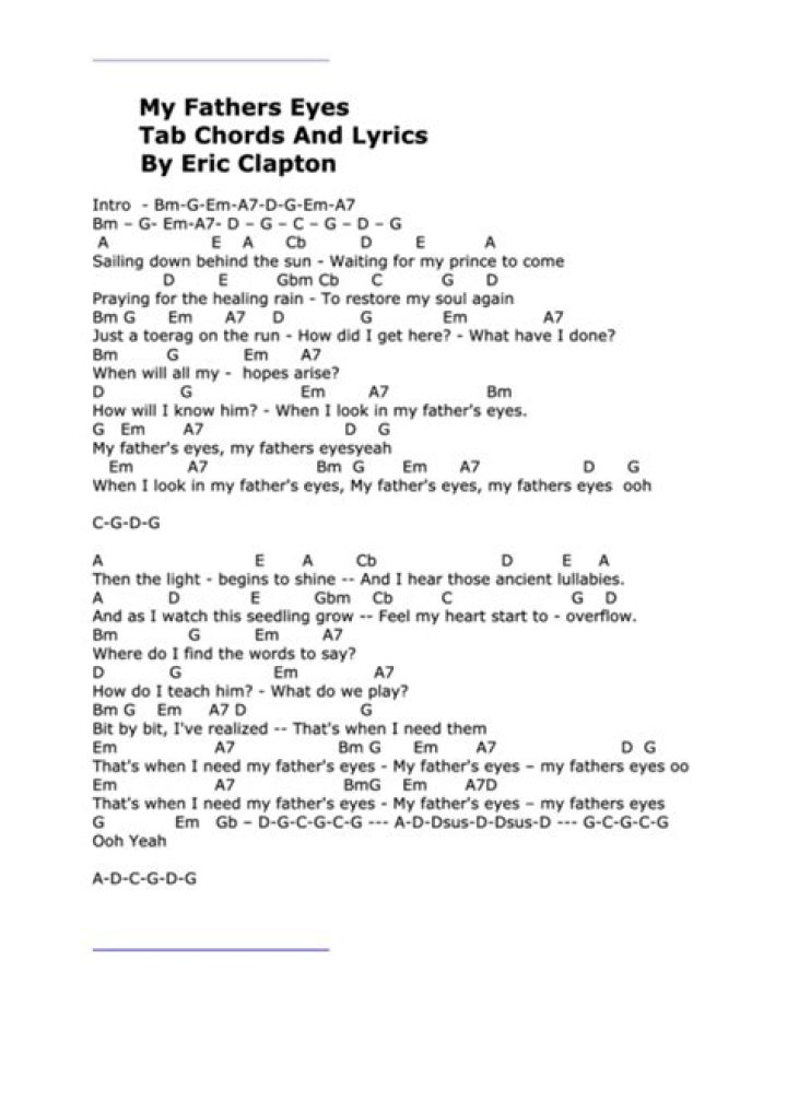 Eric Clapton - My Father's Eyes Lyrics Meaning