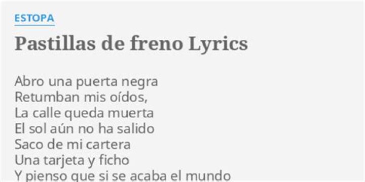 Estopa Pastillas De Freno Lyrics English Translation