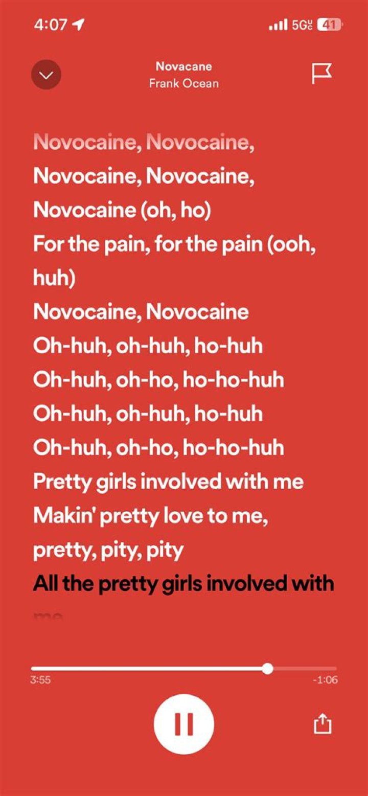 Frank Ocean - Novacane Lyrics Meaning