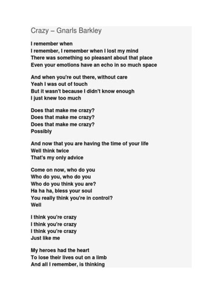 Gnarls Barkley - Crazy Lyrics Meaning