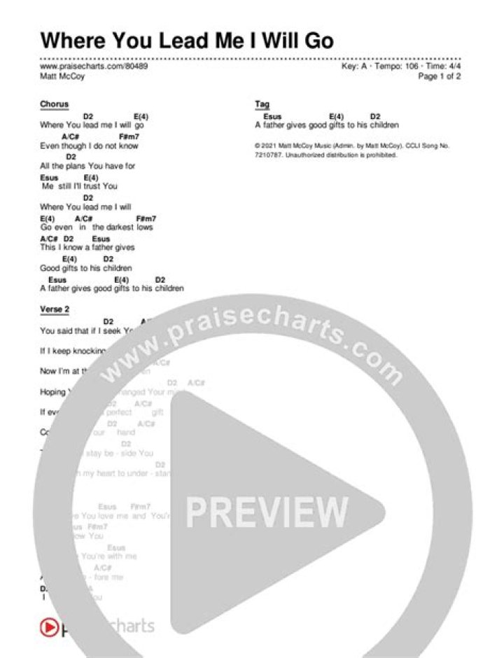 I will go where you lead me lyrics
