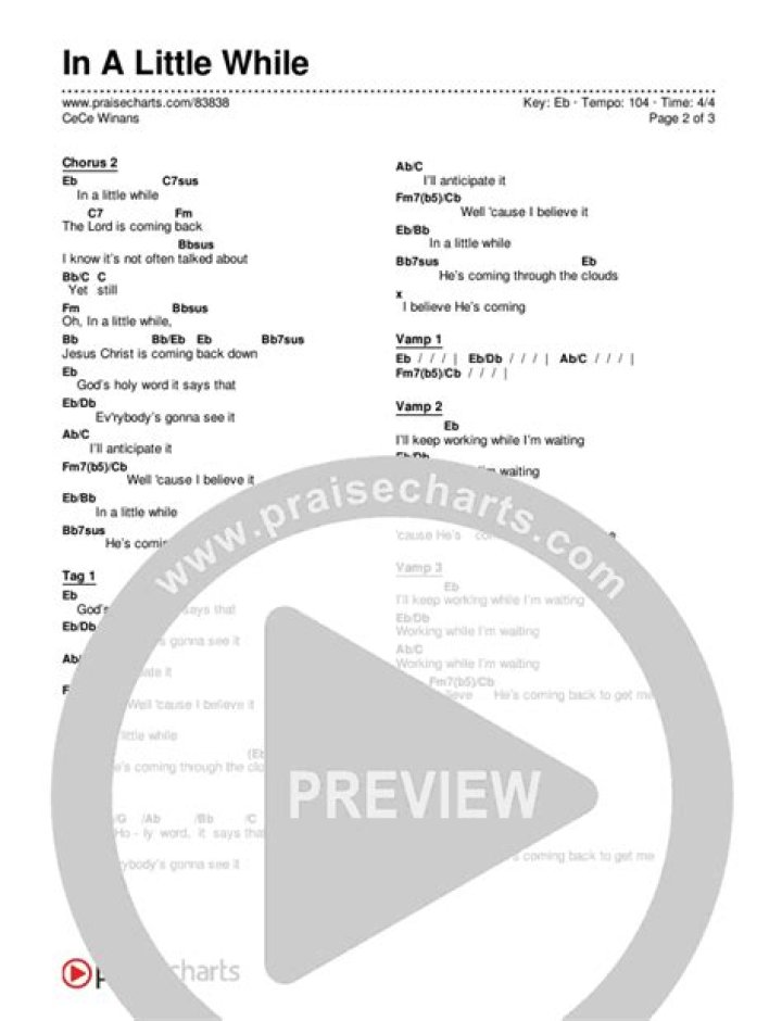 In A Little While Lyrics Meaning