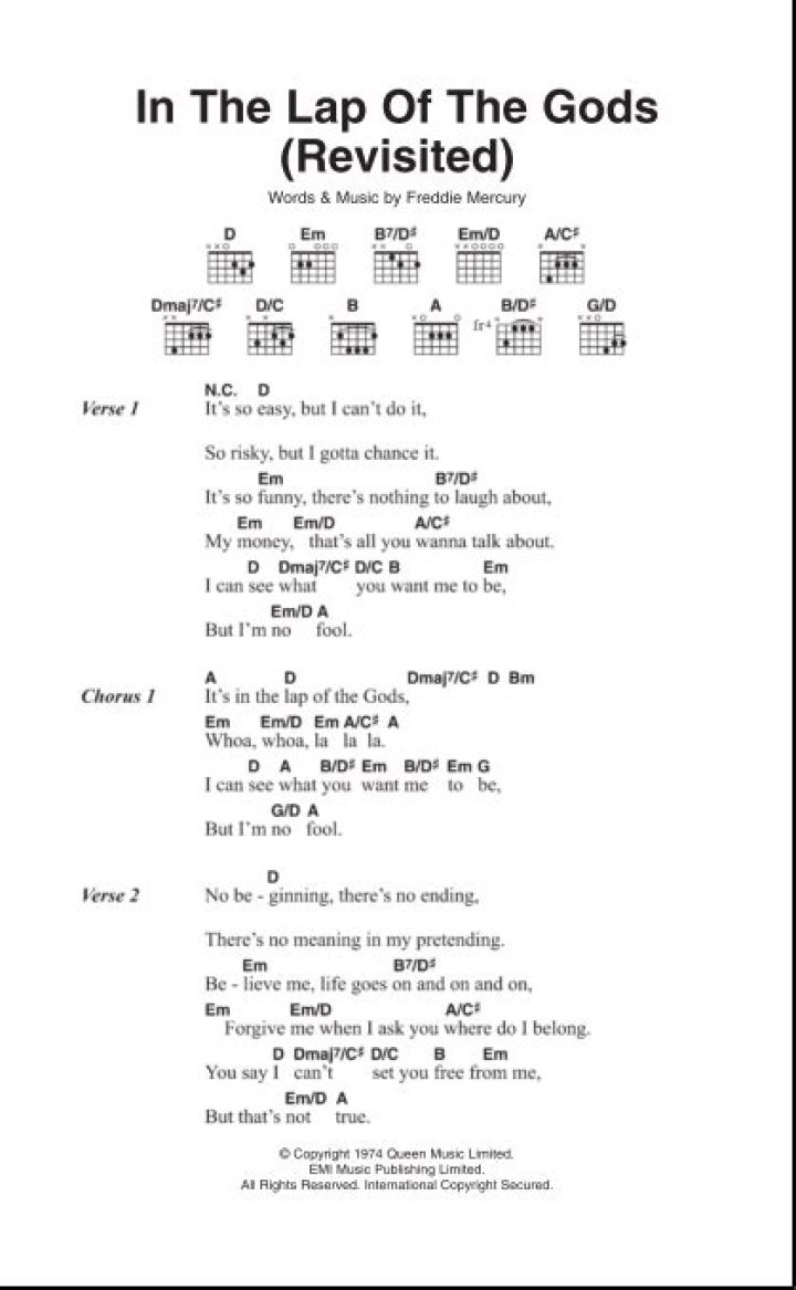 In the Lap of the Gods Lyrics Meaning