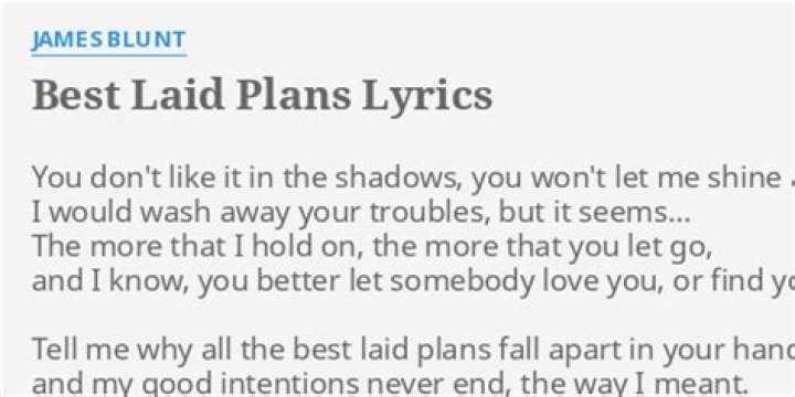 James Blunt - Best Laid Plans Lyrics Meaning