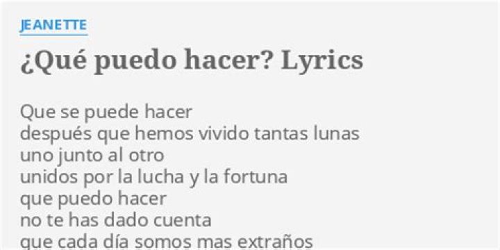 Jeanette ¿Que Puedo Hacer? Lyrics English Translation
