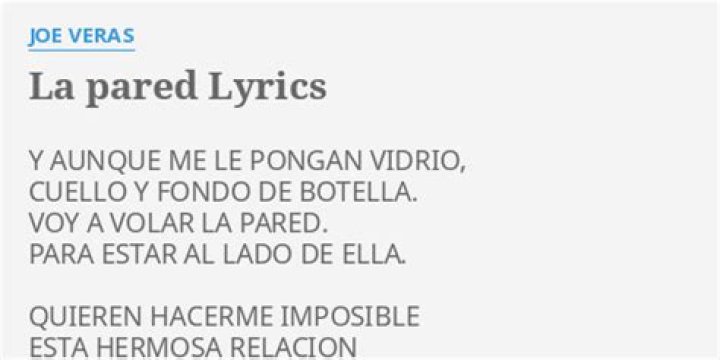 Joe Veras La Pared Lyrics