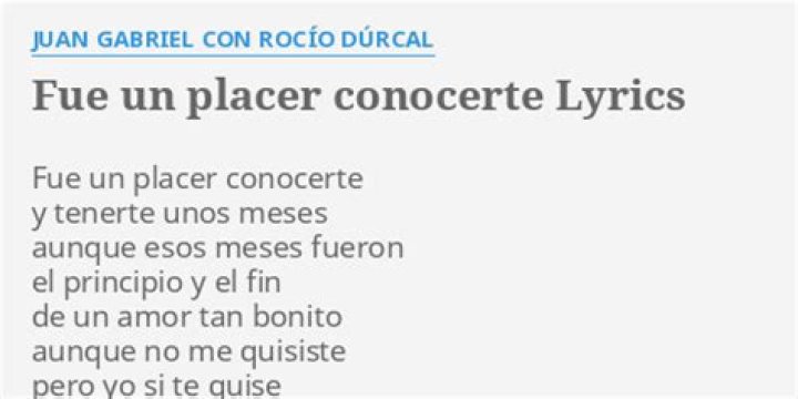 Juan Gabriel Fue un Placer Conocerte Lyrics English Translation