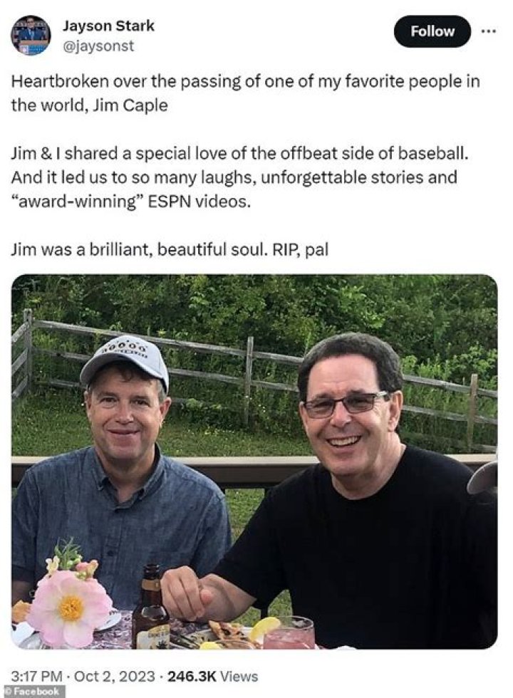 Longtime ESPN MLB Writer Jim Caple Passes Away, Cause of Death Goes Viral