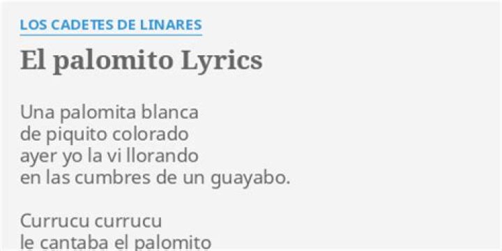 Los Cadetes De Linares El Palomito Lyrics English Translation