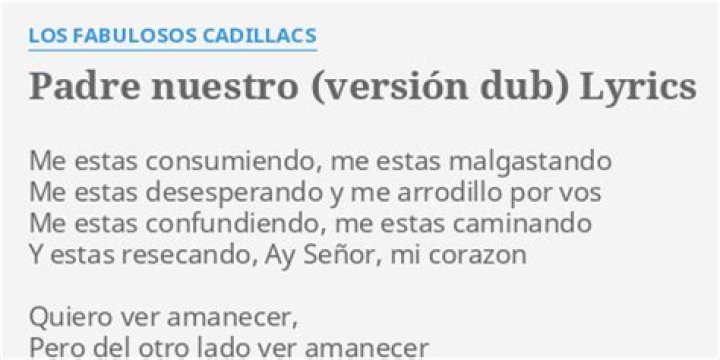 Los Fabulosos Cadillacs Padre Nuestro Lyrics English Translation