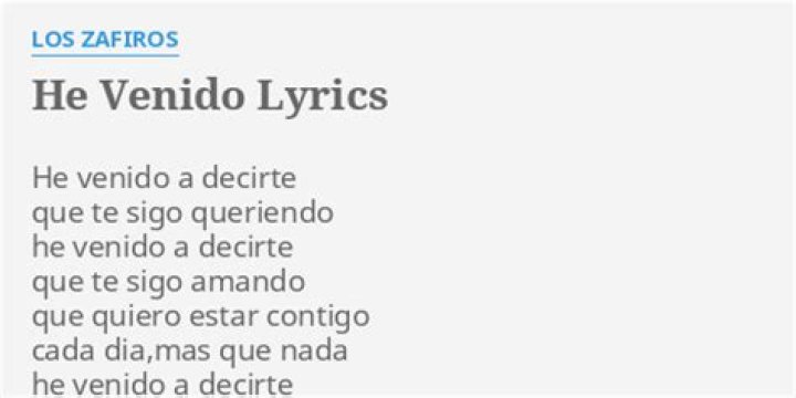 Los Zafiros He Venido Lyrics English Translation