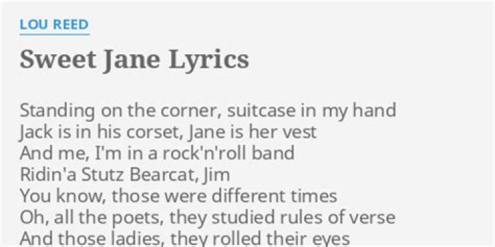 Lou Reed Sweet Jane Lyrics English Translation