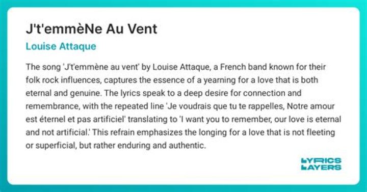 Louise Attaque J't'emmène Au Vent Lyrics English Translation