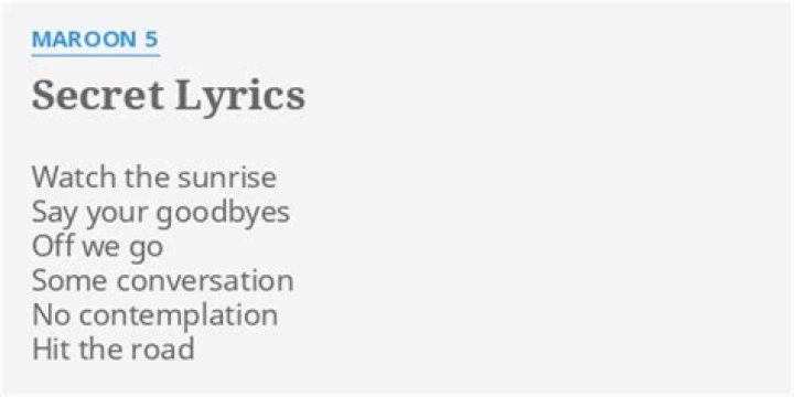 Maroon 5 - Secret Lyrics Meaning