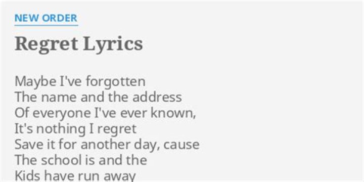 New Order - Regret Lyrics Meaning