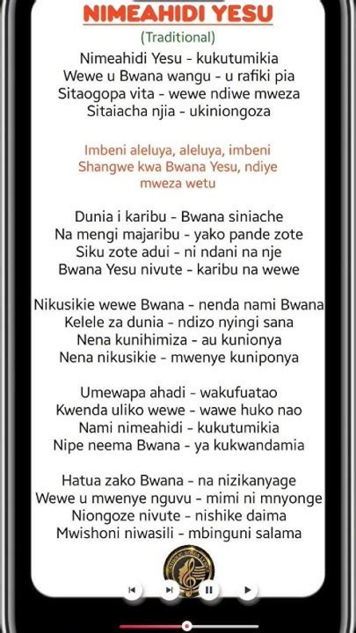 Nimeahidi lyrics