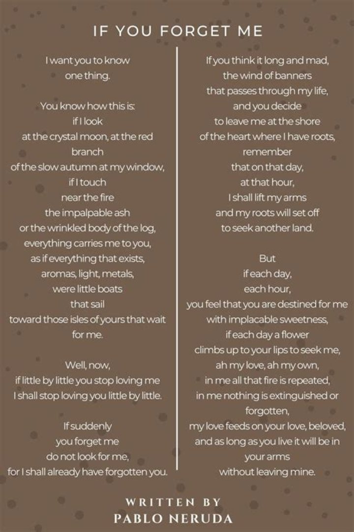 Pablo Neruda If You Forget Me Lyrics Spanish Translation