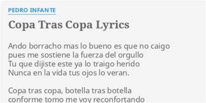 Pedro Infante Copa Tras Copa Lyrics English Translation