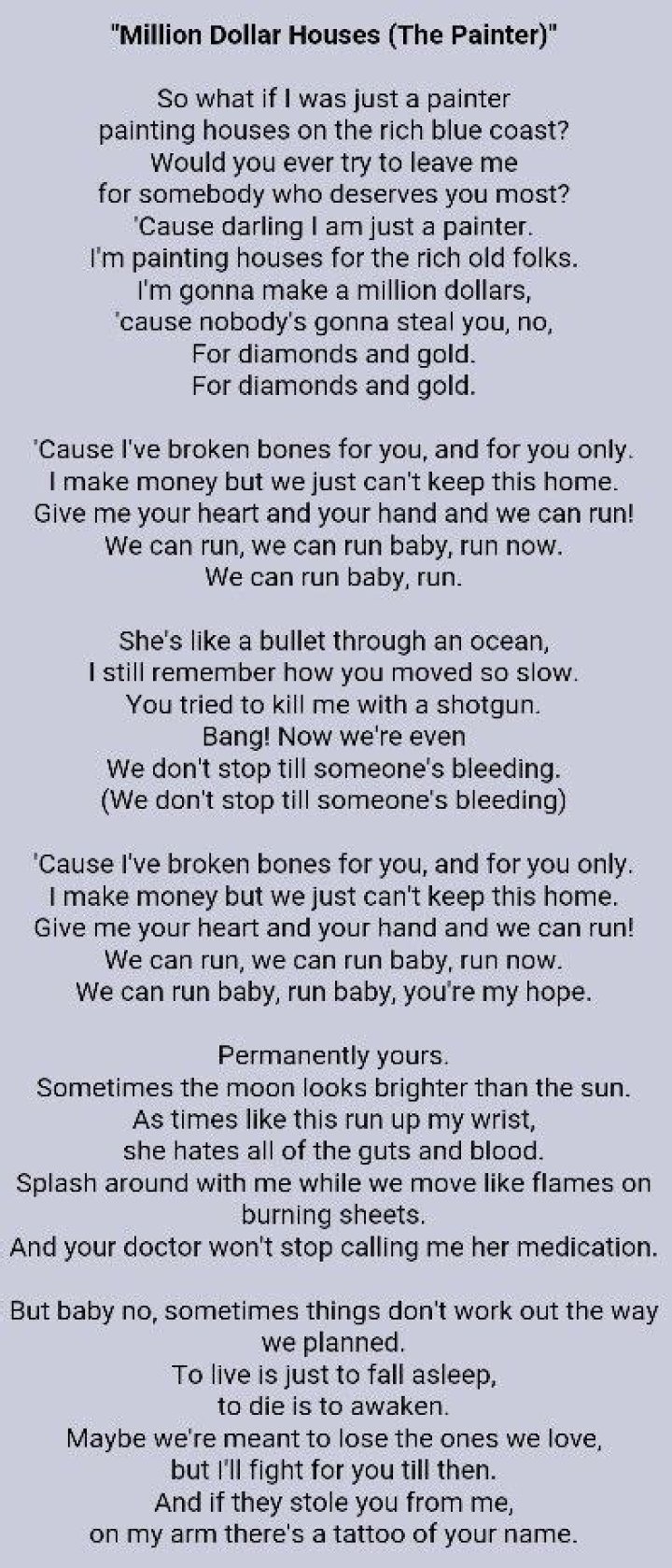 Pierce the Veil - Million Dollar Houses (The Painter) Lyrics Meaning