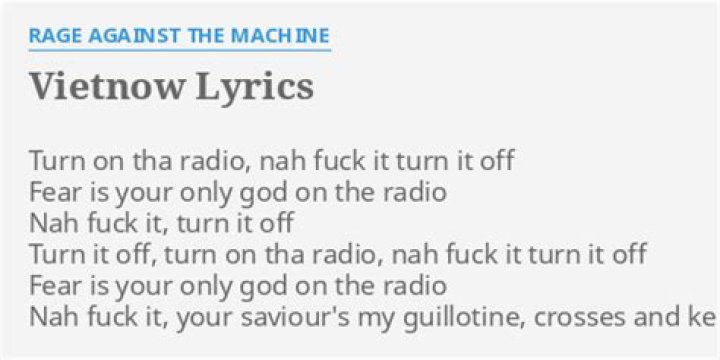 Rage Against the Machine - Vietnow Lyrics Meaning