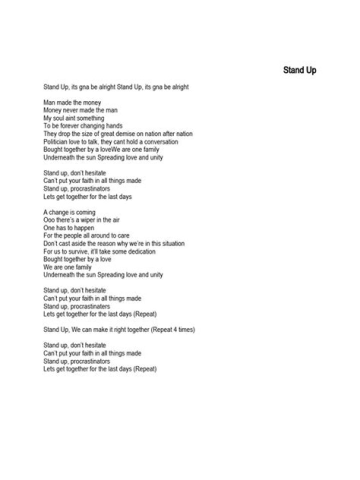 Rise up hands up stand up lyrics