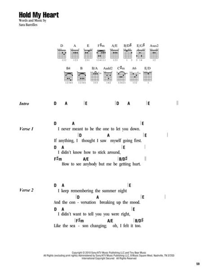 Sara Bareilles - Hold My Heart Lyrics Meaning