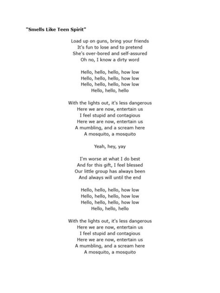 Smells Like Teen Spirit Lyrics Meaning