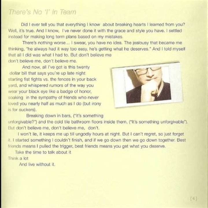 Taking Back Sunday - There's No I in Team Lyrics Meaning