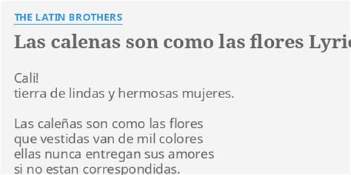 The Latin Brothers Las Caleñas Son Como Las Flores Lyrics English Translation