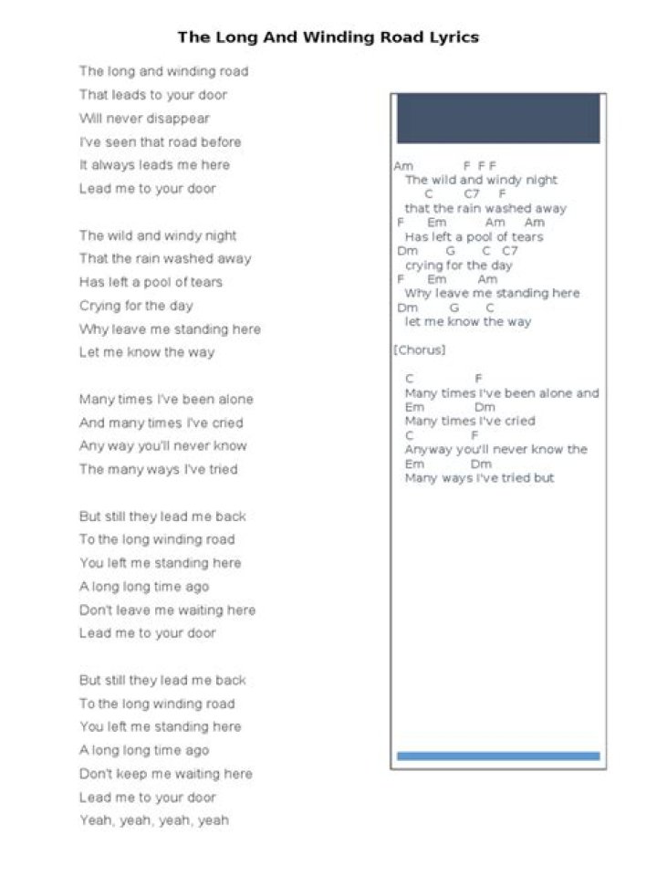 The Long and Winding Road Lyrics Meaning