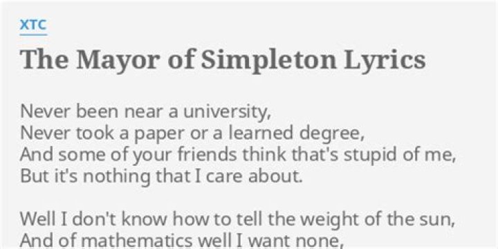 The Mayor of Simpleton Lyrics Meaning