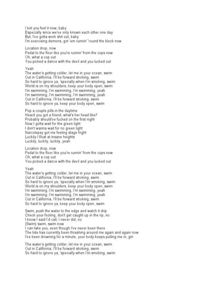 Zayn malik swim good lyrics